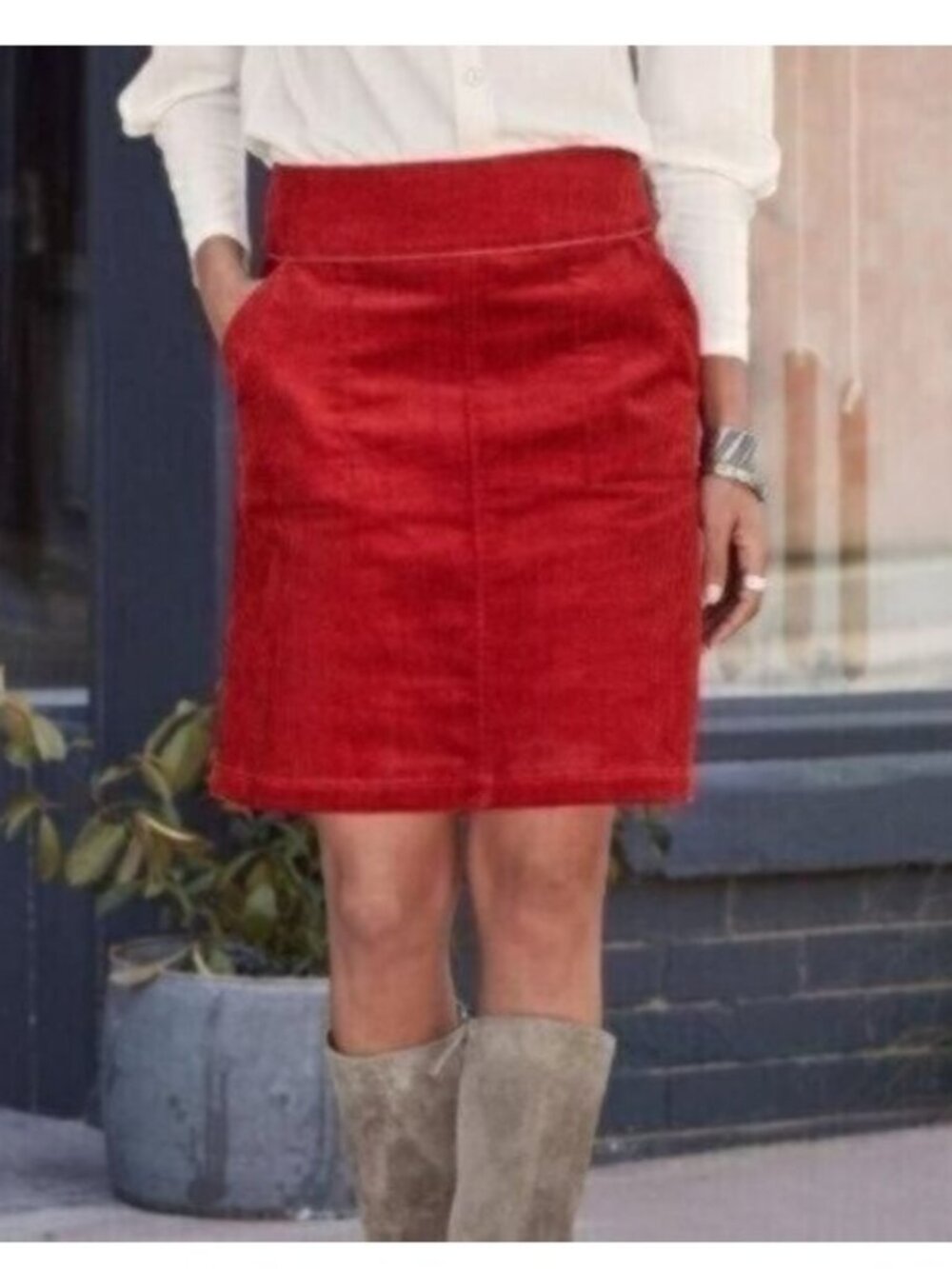 Sundance Perfect Days Red Corduroy Mini Skirt